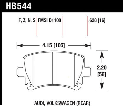 Hawk Performance Hawk 06 Audi A6 Quattro Avant / 06-09 A6 Quattro  HP+ Rear Brake Pads