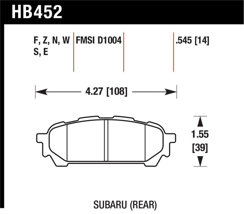 Hawk Performance Hawk 03-05 WRX D1004 Performance Ceramic Street Rear Brake Pads