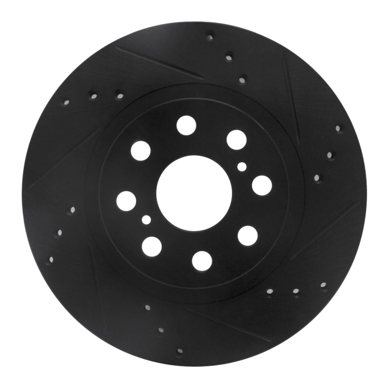 R1 Concepts R1 00-05 Toyota MR2 Spyder Rear Right Drilled & Slotted Black Brake Rotor