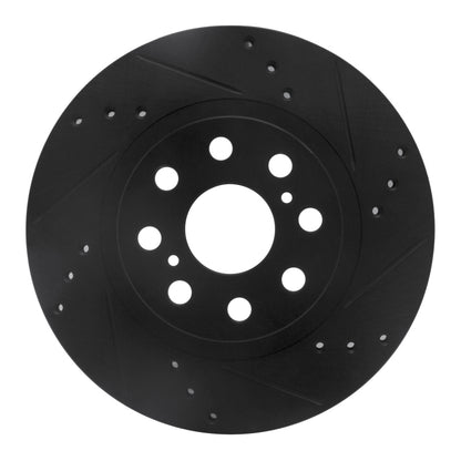 R1 Concepts R1 00-05 Toyota MR2 Spyder Rear Right Drilled & Slotted Black Brake Rotor