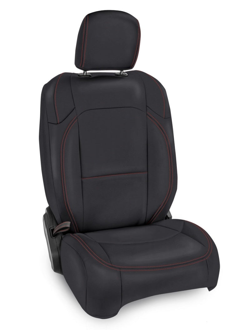 PRP Seats PRP 2018+ Jeep Wrangler/4Door/Gladiator/Non-Rubicon Front Seat Covers(Pair) - Black w/ Red Stitching