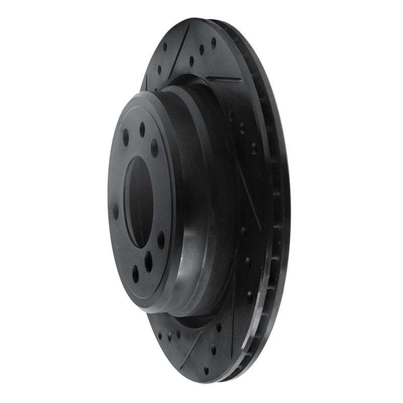 R1 Concepts R1 91-95 BMW 540I Rear Left Drilled & Slotted Black Brake Rotor