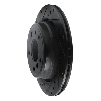 R1 Concepts R1 91-95 BMW 540I Rear Left Drilled & Slotted Black Brake Rotor