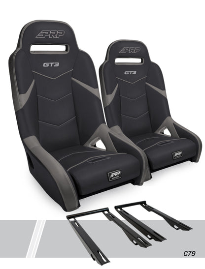 PRP Seats Polaris RZR GT3 Suspension Seats Kit - Black Gray
