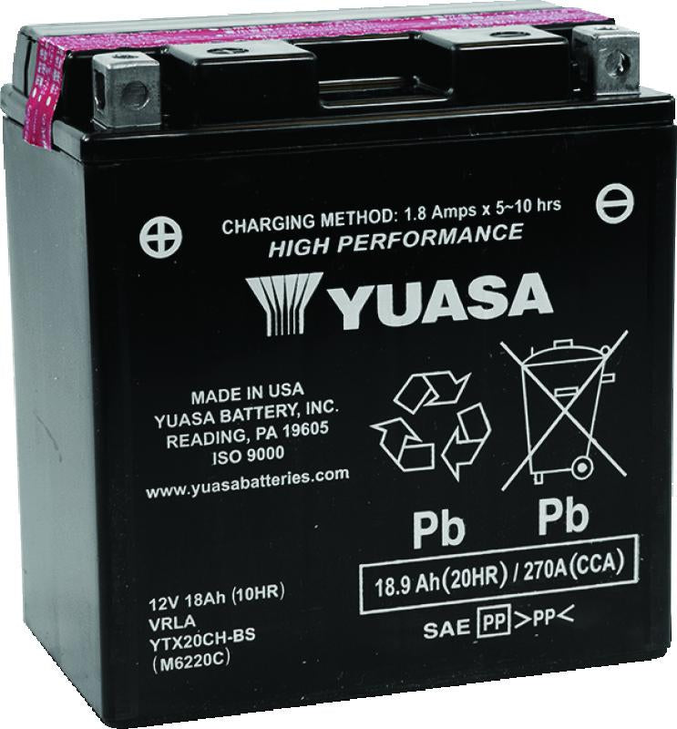 Yuasa Battery Yuasa YTX20CH-BS High Performance AGM Battery w/Bottle