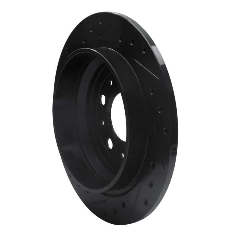 R1 Concepts R1 98-00 Volvo S70 Rear Right Drilled & Slotted Black Brake Rotor