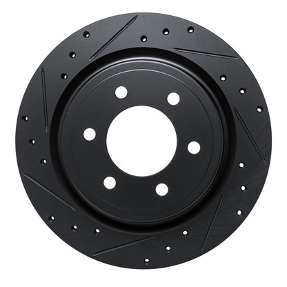 R1 Concepts R1 2021-2025 Ford F-150 4WD Rear Left Drilled & Slotted Black Brake Rotor