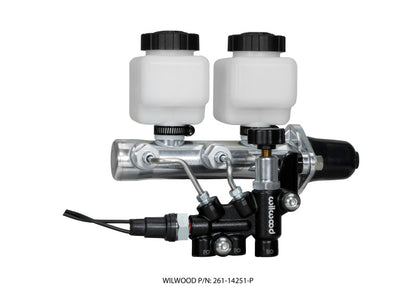 Wilwood Tandem Remote M/C Kit w L/H Bracket & Prop Valve - 1in Bore Ball Burnished