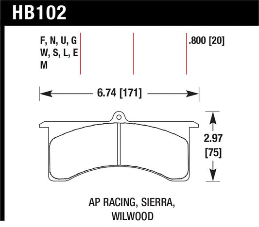 Hawk Performance Hawk AP Racing 6 - Sierra/JFZ - Wilwood DTC-60 Race Brake Pads