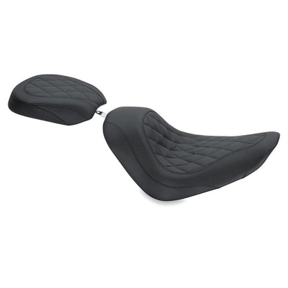 Mustang Motorcycle Mustang 06-17 Harley Softail Wide Tire (200mm) Wide Tripper Passenger Seat Diamond Stitch - Black