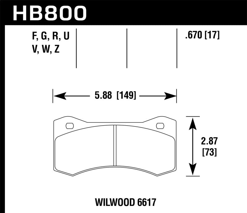 Hawk Performance Hawk Willwood 6617 Caliper DTC-70 Race Brake Pads