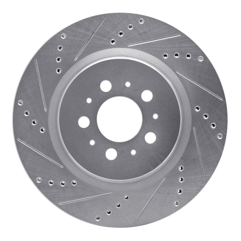 R1 Concepts R1 04-07 Volvo S60 Rear Left Drilled & Slotted Silver Brake Rotor