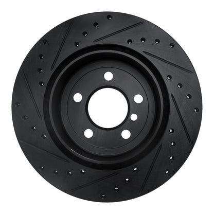 R1 Concepts R1 11-16 BMW 535I Rear Right Drilled & Slotted Black Brake Rotor