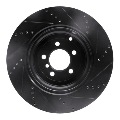 R1 Concepts R1 10-12 Land Rover Range Rover Rear Left Drilled & Slotted Black Brake Rotor