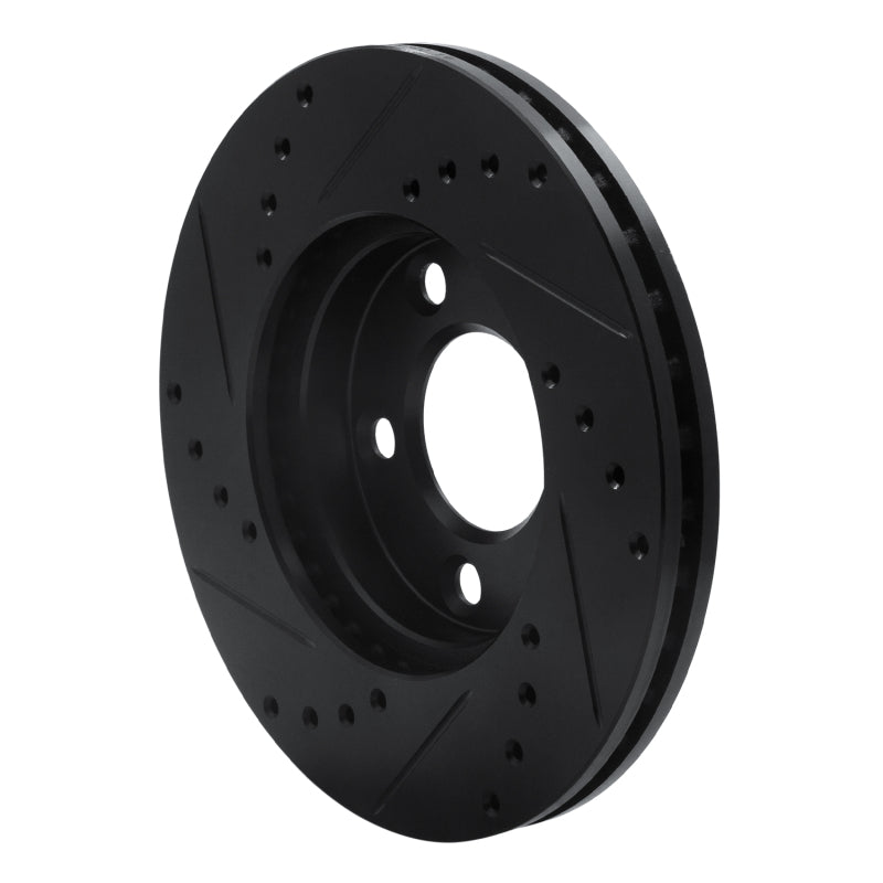 R1 Concepts R1 94-04 Ford Mustang Front Right Drilled & Slotted Black Brake Rotor