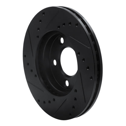R1 Concepts R1 94-04 Ford Mustang Front Right Drilled & Slotted Black Brake Rotor
