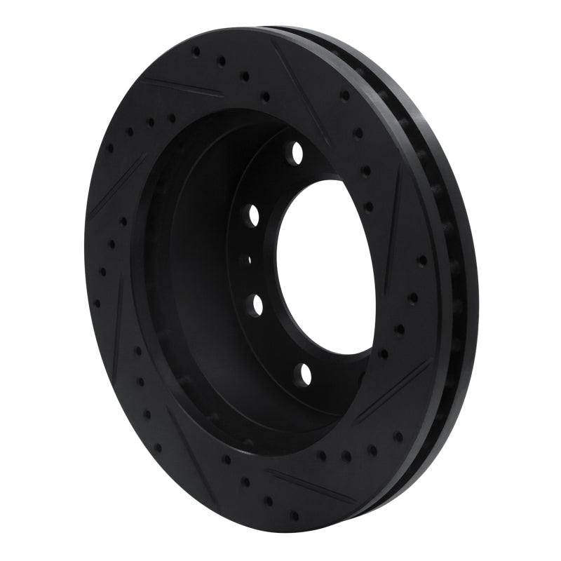 R1 Concepts R1 01-25 Chevrolet Silverado 3500 Front Left Drilled & Slotted Black Brake Rotor