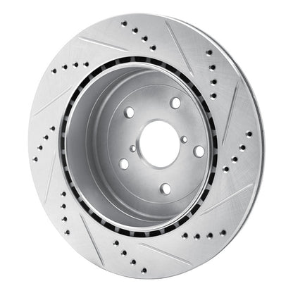 R1 Concepts R1 05-07 Subaru Impreza Rear Left Drilled & Slotted Silver Brake Rotor