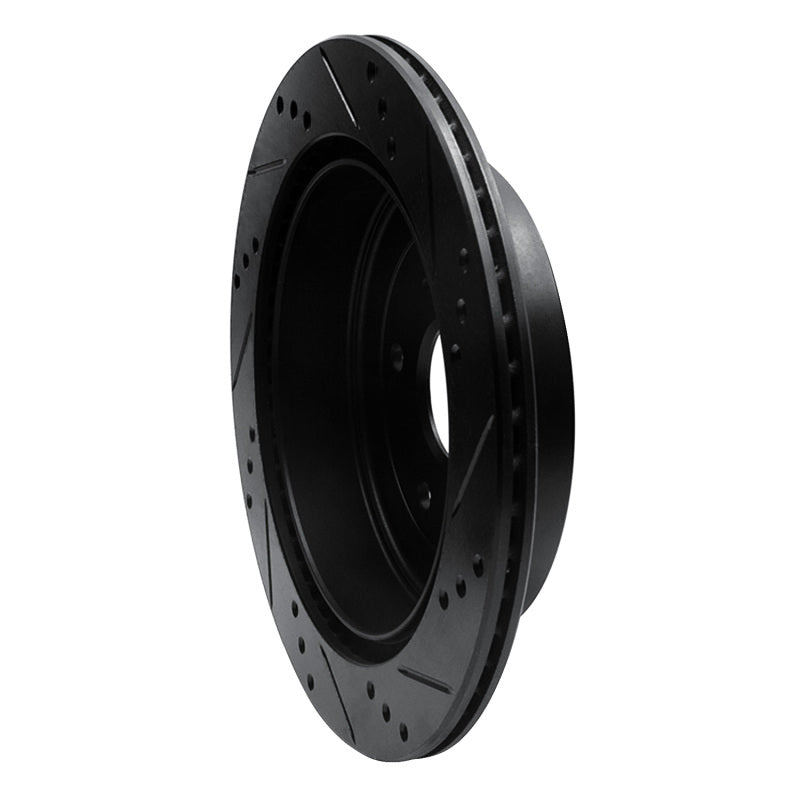 R1 Concepts R1 09-17 Suzuki Grand Vitara Rear Left Drilled & Slotted Black Brake Rotor