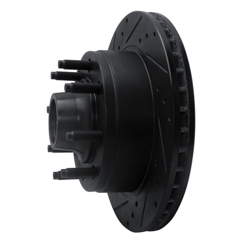 R1 Concepts R1 95-07 Ford E-350 Econoline Club Wagon Front Left Drilled & Slotted Black Brake Rotor