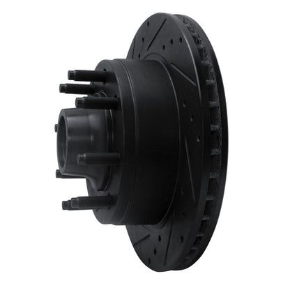 R1 Concepts R1 95-07 Ford E-350 Econoline Club Wagon Front Left Drilled & Slotted Black Brake Rotor