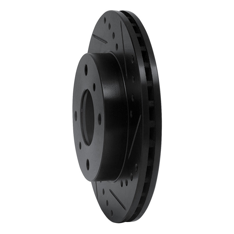 R1 Concepts R1 89-13 Infiniti G20 Front Right Drilled & Slotted Black Brake Rotor