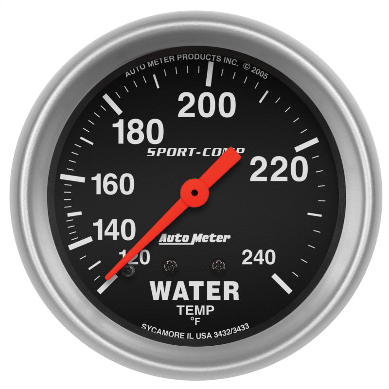 Autometer Sport-Comp 2 5/8in 120-240 F Mechanical Water Temp Gauge