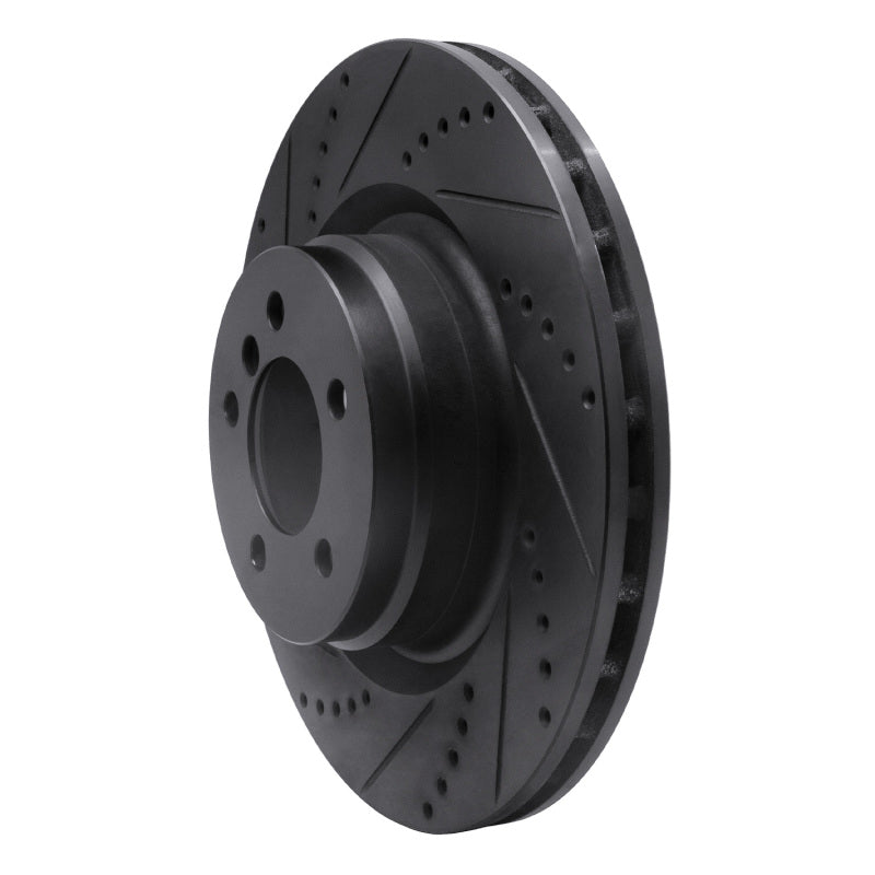 R1 Concepts R1 06-12 Land Rover Range Rover Front Left Drilled & Slotted Black Brake Rotor