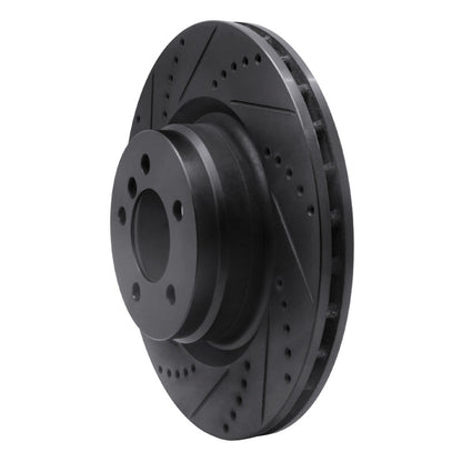 R1 Concepts R1 06-12 Land Rover Range Rover Front Left Drilled & Slotted Black Brake Rotor