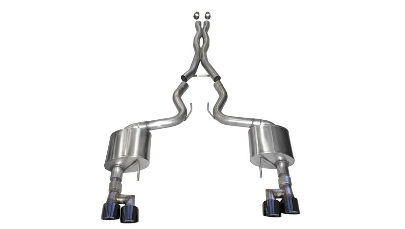 CORSA Performance Corsa 18-23 Ford Mustang 5.0L V8 3in Xtreme Cat-Back Dual Rear Exit w/ 4in Black PVD Pro-Series Tips