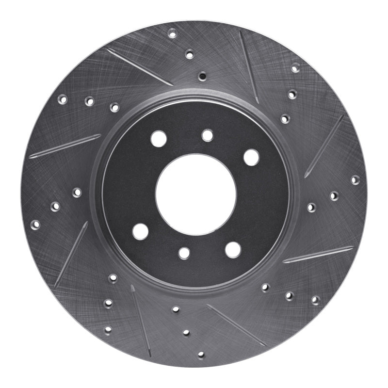 R1 Concepts R1 04-06 Nissan Sentra Front Right Drilled & Slotted Silver Brake Rotor