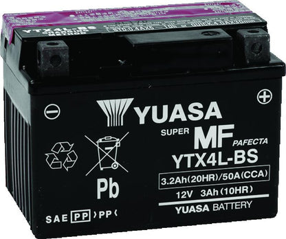 Yuasa Battery Yuasa YTX4L-BS Maintenance Free AGM 12-Volt Battery w/Bottle