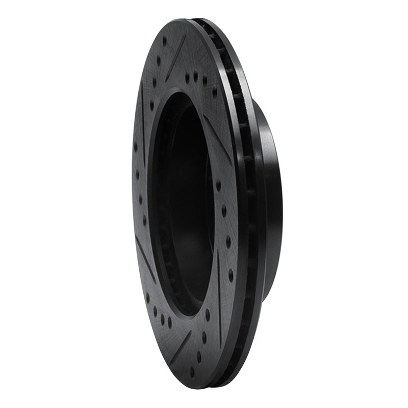 R1 Concepts R1 84-06 Honda CRX Front Right Drilled & Slotted Black Brake Rotor
