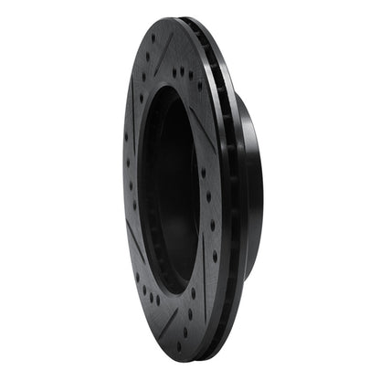 R1 Concepts R1 84-06 Honda CRX Front Right Drilled & Slotted Black Brake Rotor