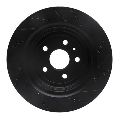 R1 Concepts R1 16-24 Cadillac ATS Rear Left Drilled & Slotted Black Brake Rotor