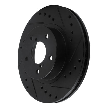 R1 Concepts R1 90-01 Subaru Impreza Front Right Drilled & Slotted Black Brake Rotor