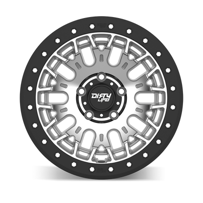 Dirty Life DT-3 17X9 6x139.7 -12 Offset - Machined Finish w/ Simulated Beadlock