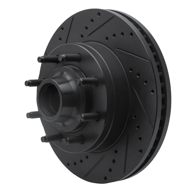 R1 Concepts R1 08-25 Ford E-350 Super Duty Front Left Drilled & Slotted Black Brake Rotor