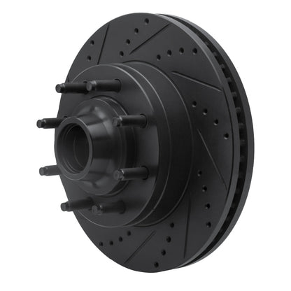 R1 Concepts R1 08-25 Ford E-350 Super Duty Front Left Drilled & Slotted Black Brake Rotor