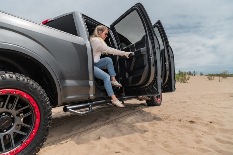 N-Fab Nerf Step 15-17 Ford F-150 SuperCrew 6.5ft Bed - Tex. Black - Bed Access - 3in