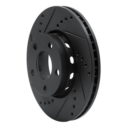 R1 Concepts R1 90-97 Audi S6 Front Left Drilled & Slotted Black Brake Rotor