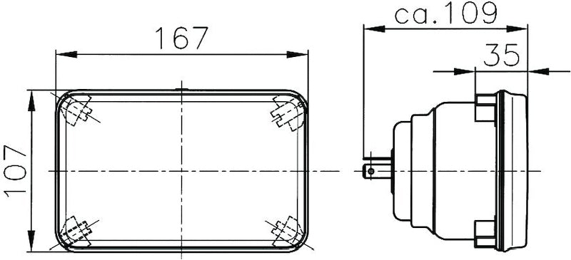 Hella Module 164 x 103mm H4 12V ECE High/Low Beam Headlamp
