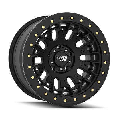 Dirty Life DT-3 17X9 6x139.7 -12 Offset - Satin Black w/ Simulated Beadlock