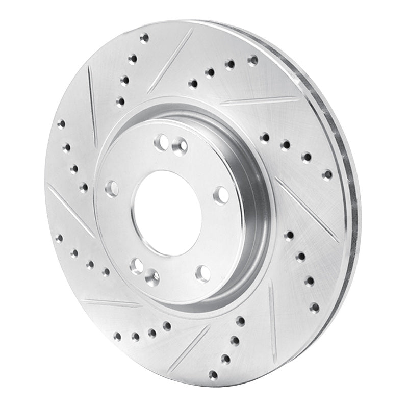 R1 Concepts R1 04-11 Hyundai AZERA Front Left Drilled & Slotted Silver Brake Rotor