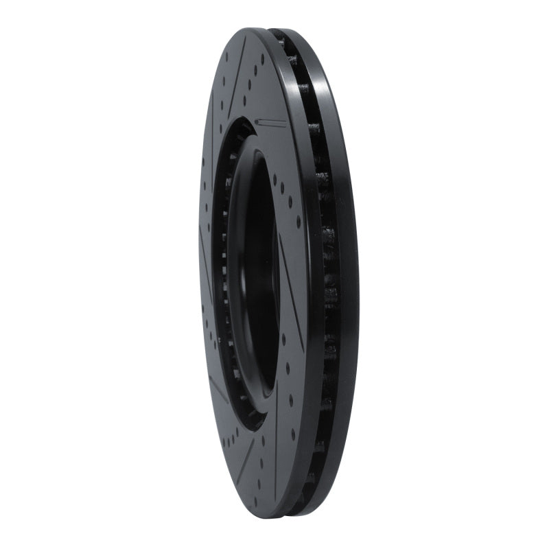 R1 Concepts R1 18-25 Subaru WRX STI Front Right Drilled & Slotted Black Brake Rotor