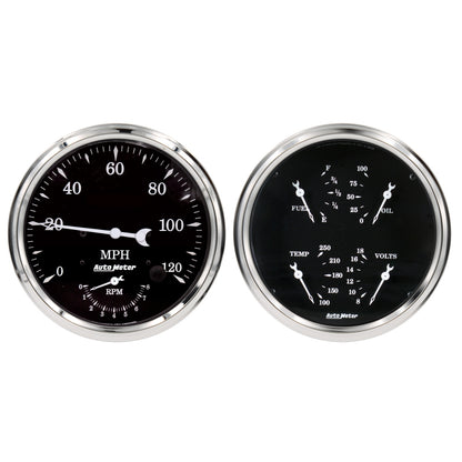 AutoMeter Auto Meter Old Tyme Black Quad & Tach/Speedo 5in. - 2 Pc.