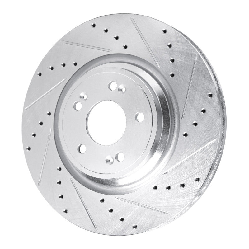 R1 Concepts R1 21-25 Genesis GV70 Front Right Drilled & Slotted Silver Brake Rotor