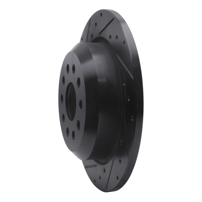 R1 Concepts R1 18-25 Jeep Wrangler Rear Left Drilled & Slotted Black Brake Rotor