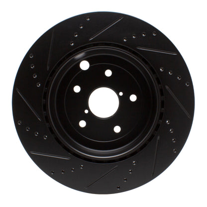 R1 Concepts R1 18-25 Subaru WRX Rear Right Drilled & Slotted Black Brake Rotor