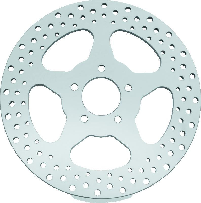 Bikers Choice 00-17 Big Twin 11.5 Inch Polished Frt 5 Spoke Drilled Stnless Rotor Repl H-D 44156-00